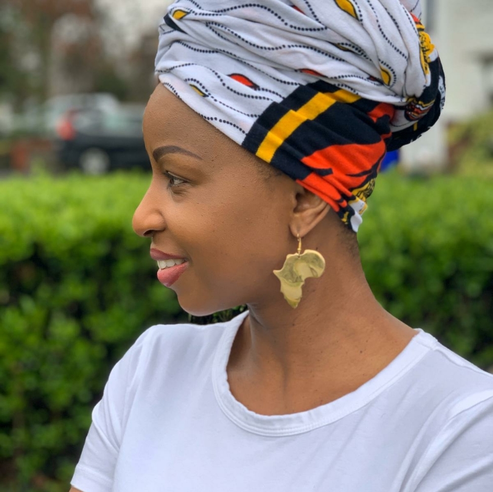 Large bronze African map earring
